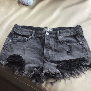Women's Distressed Black Denim Shorts